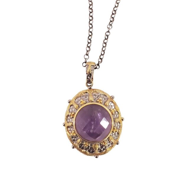 HSN Gold Vermeil .925 Sterling Silver Amethyst Pendant & Necklace - Picture 8 of 16